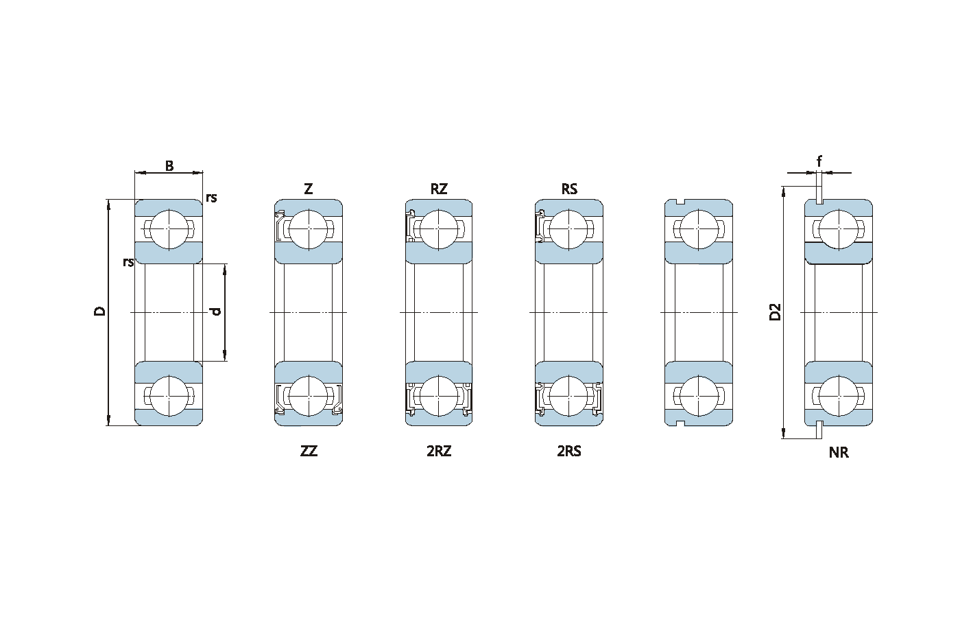 1 Deep groove ball bearing 深沟球轴承 剖面图_扩边