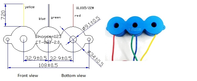 120a/60ma ct 063 three phase current transformer