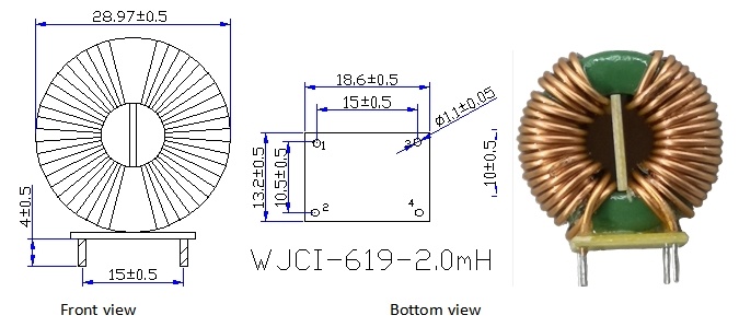 wjci 619 2mh/8a emc and emi inductor coil