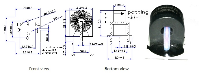 10a 20a 30a/100ma ct 082tu transformer current