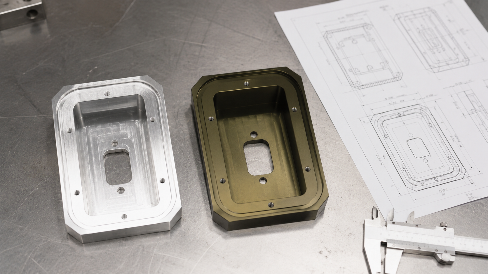 主图：cnc machined aluminum parts before and after anodizing.
