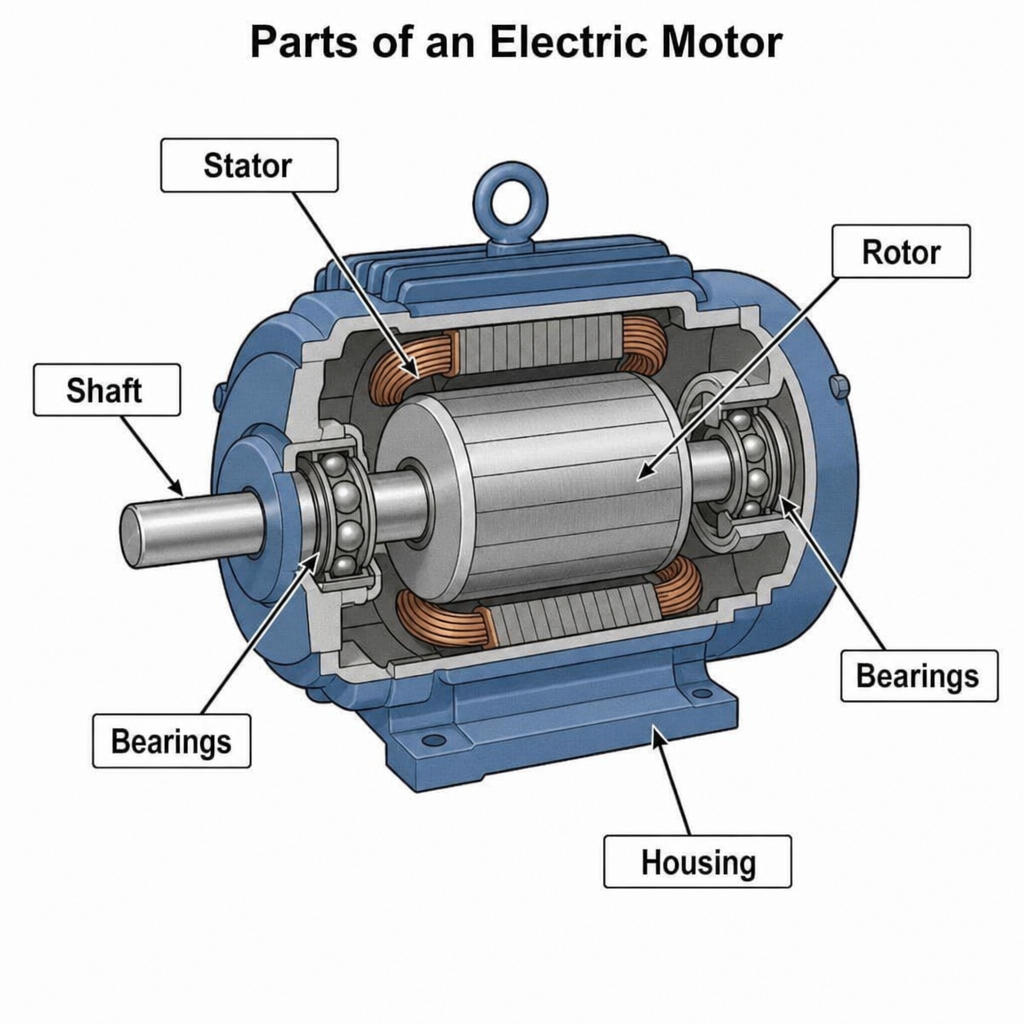 what is an industrial motor working principle basic components 2