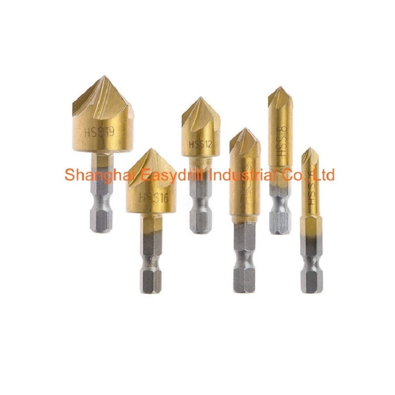 6pcs hex shank hss countersink bits set