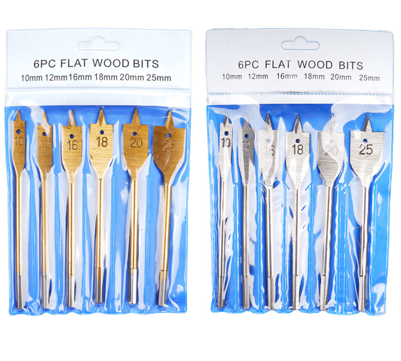 6pcs wood spade drill bits set in pvc bag