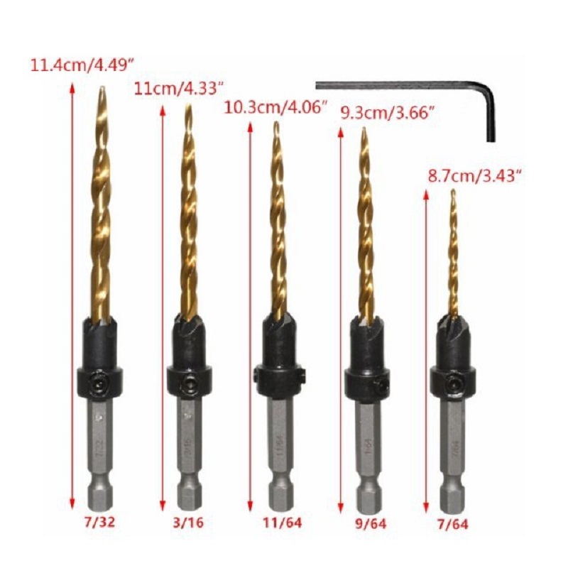hex shank carpentry hss countersink taper drill