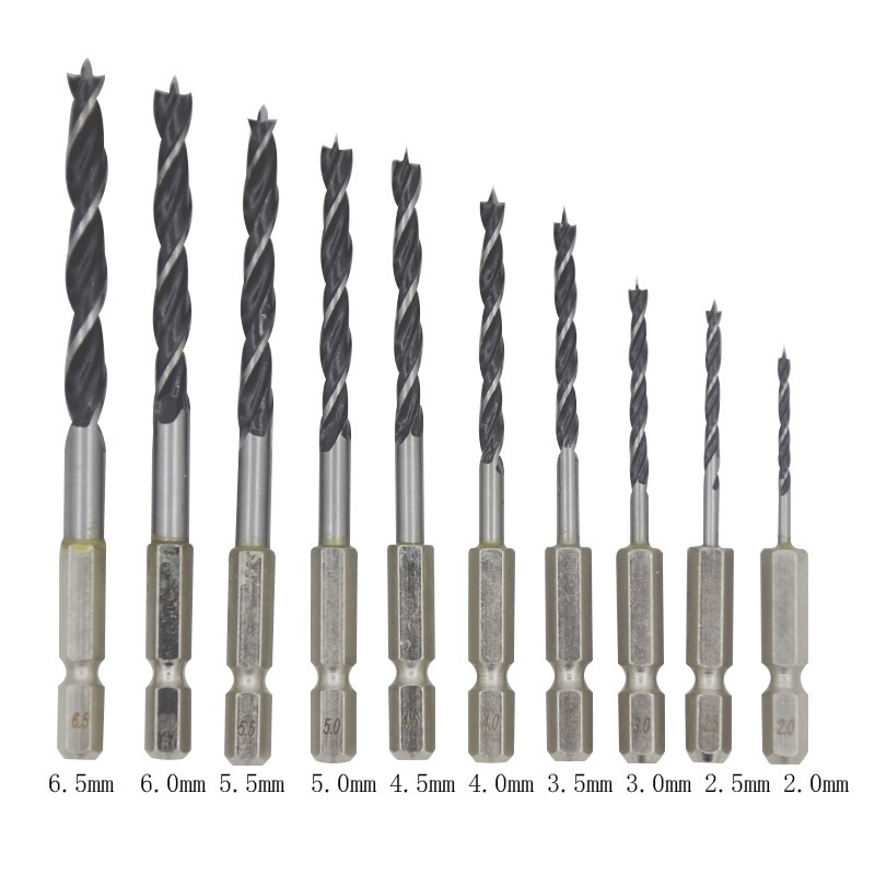 10pcs hex shank wood brad point drill bits set