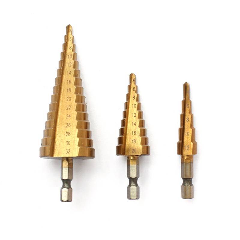 3pcs hex shank hss step drill bits set
