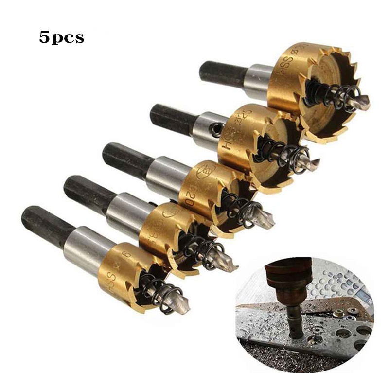 5pcs tin coated hss hole saw set rust proof & precise cutting tool