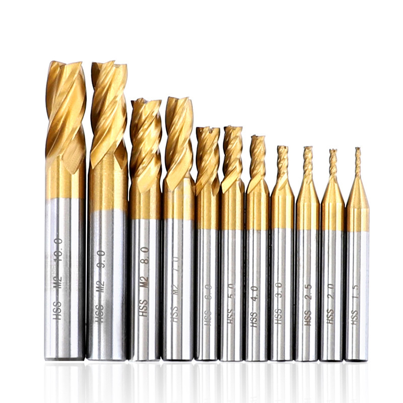 HSS end mill set for milling slotting and profiling tasks