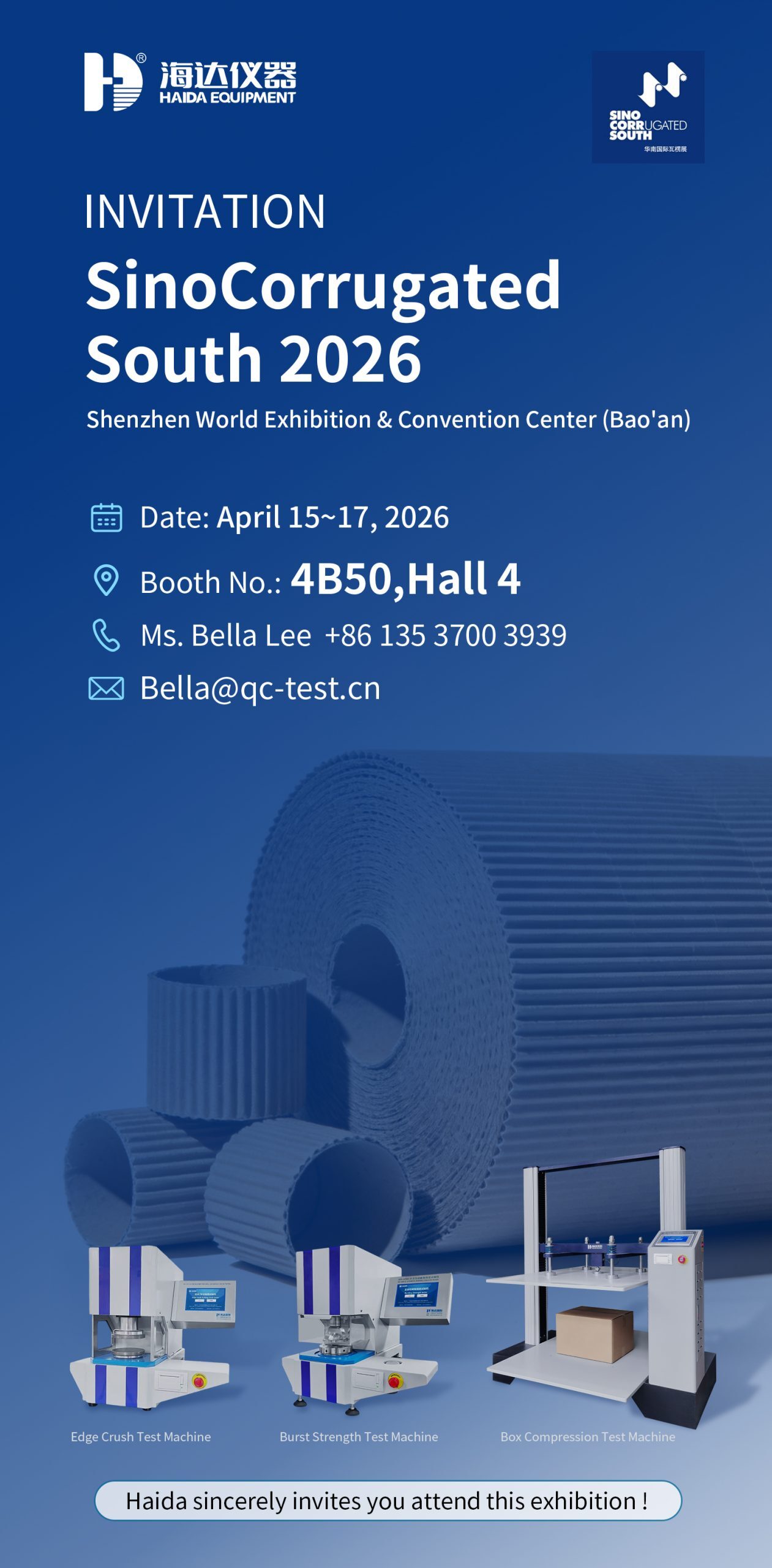 We’re excited to announce that Haida Equipment will be exhibiting at Sinocorrugated South 2026! 📦✨