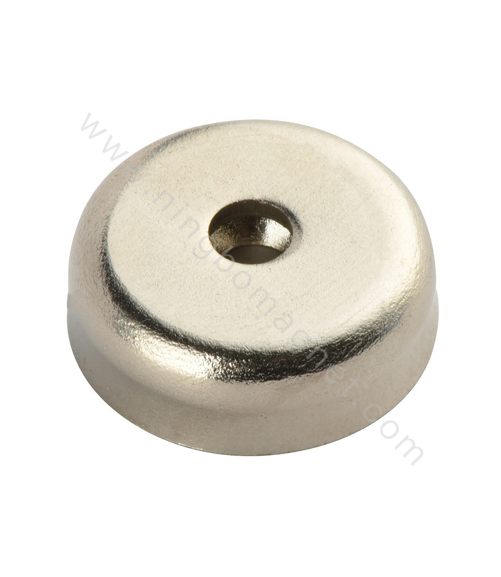 Strong Neodymium Magnet With Bore Magnetic Pot Type B With Nickel Coating