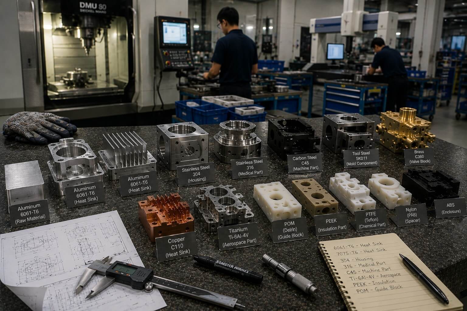 materials machined for performance stability and application needs